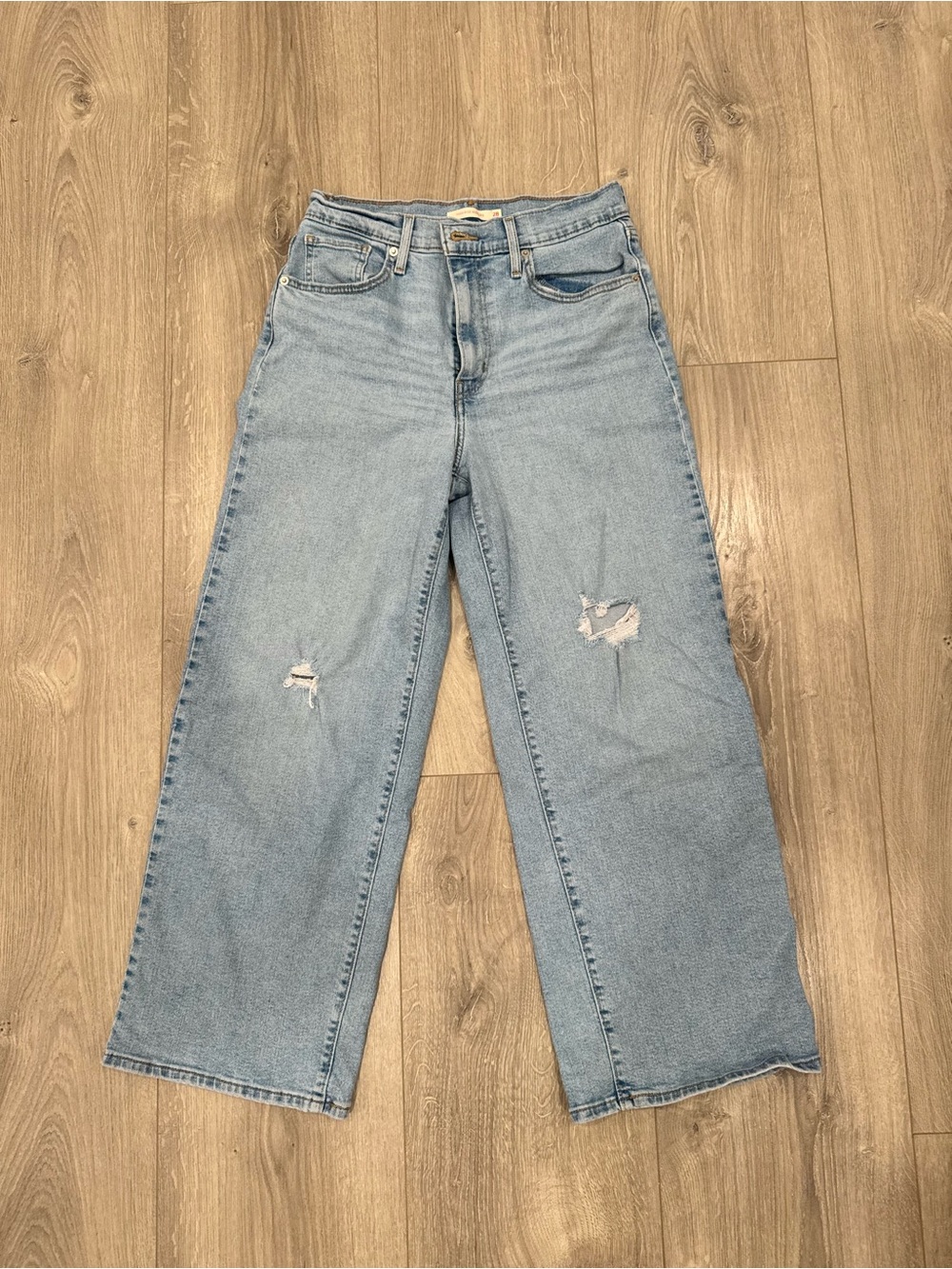Levi's Light Blue Wide Leg Distressed Jeans